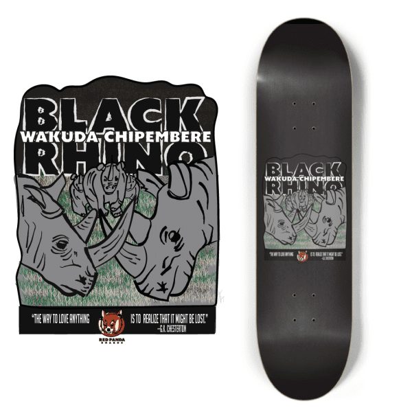 Black Rhino Skateboard Deck and Art