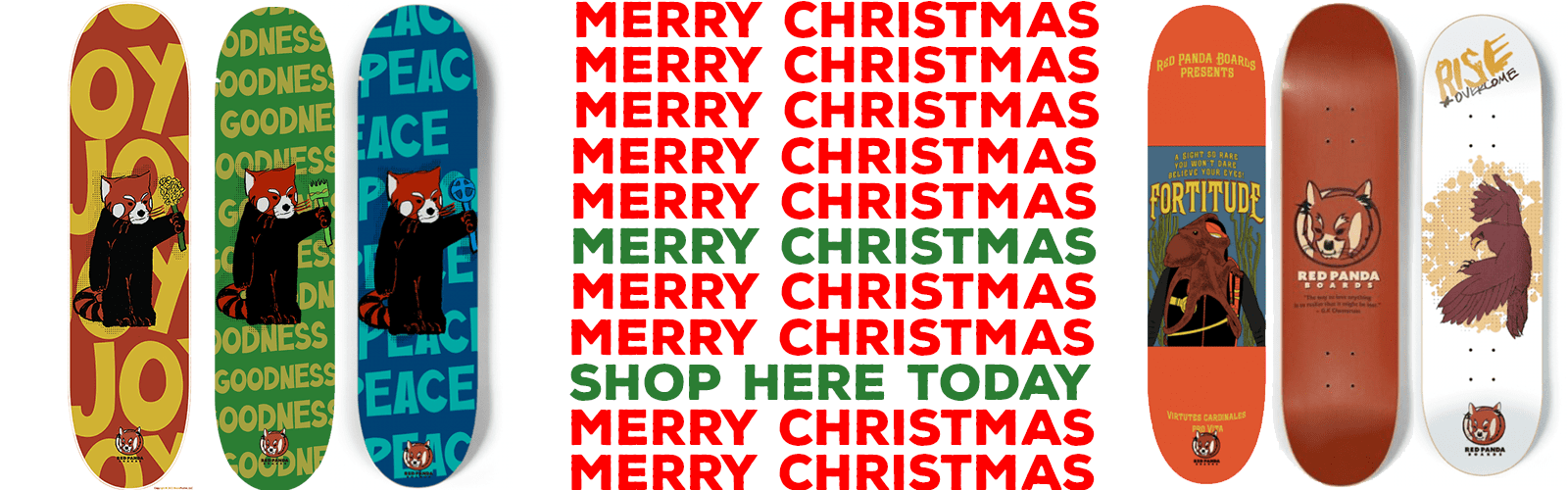 Red Panda Boards Christmas Banner