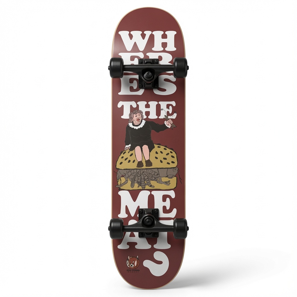 Where's The Meat? Red Panda Skateboard Deck - Image 3